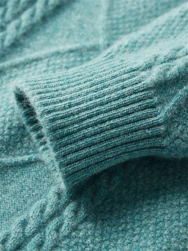 Men Turtleneck Sweater Thick Pullover Knitwear Twist Flower Knitting Warm Tops3