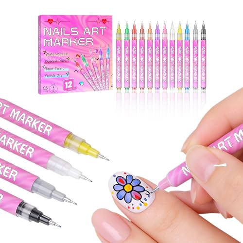Stylo de nail art coloré avec mine feutre pour lignes de manucure précises