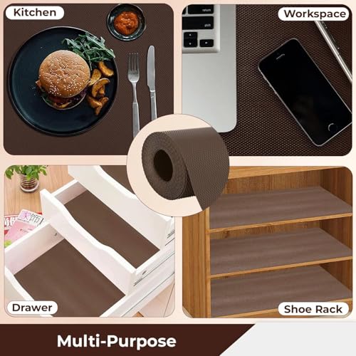 Image of EVA Food Grade Washable Anti Slip Mat /Sheet for Fridge, Shelf Liner, Table, Kitchen Drawer mat (3 Meter) (Brown)