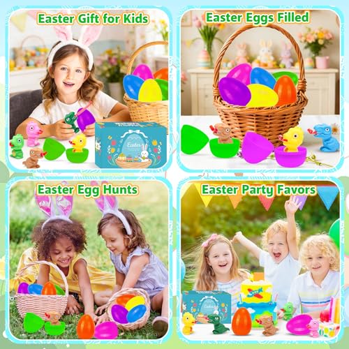 CHILDGO Easter Dinosaur Toys for Kids, 6 Pack Filled Easter Egg with Dinosaur Tongue Out Squeeze Toys, Funny Novelty Toys for Boys & Girls,Perfect for Easter Hunt,Basket Stuffers & Party Favors by CHILDGO - Used condition - Image 5