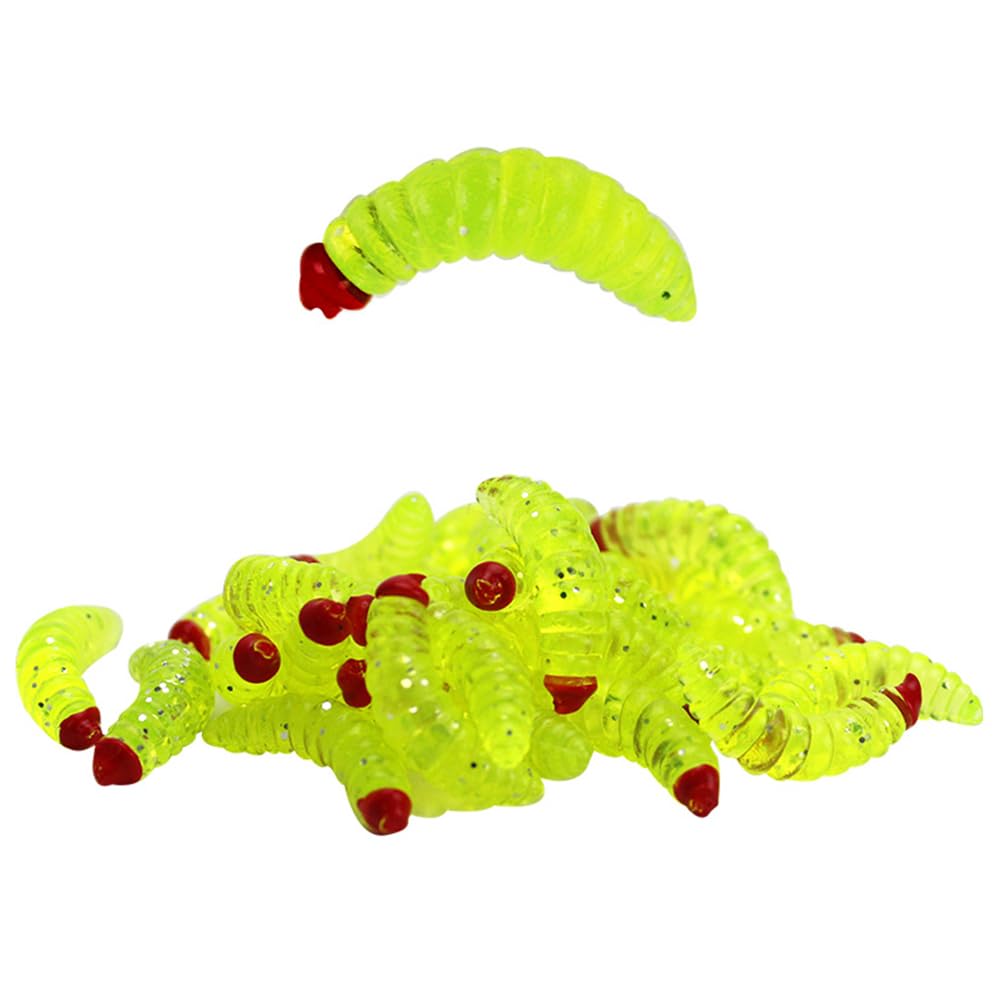 Soft Silicone Maggot Worm for Fishing, 50PCS x 2cm Soft Artificial Fishing Lures Swimbait, Bread Worm Bait for Trout Barbel Freshwater Saltwater