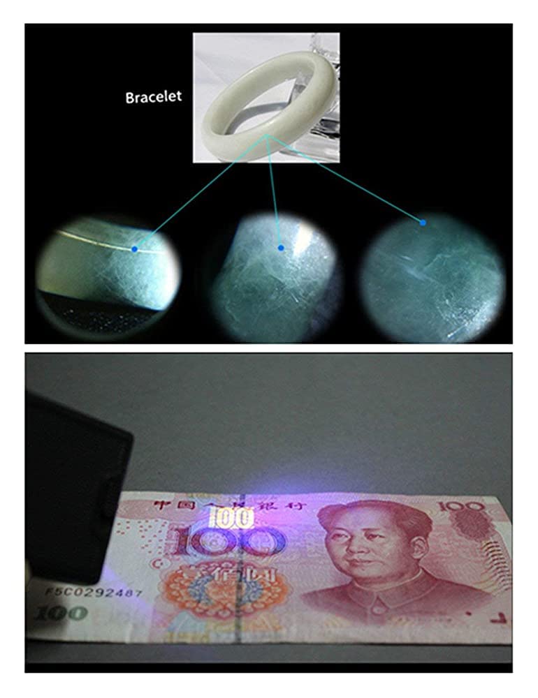 Lupas 30X 45X 60X Lente HD con LED y Lupa portátil Plegable Multiusos para identificación de Monedas y Dinero