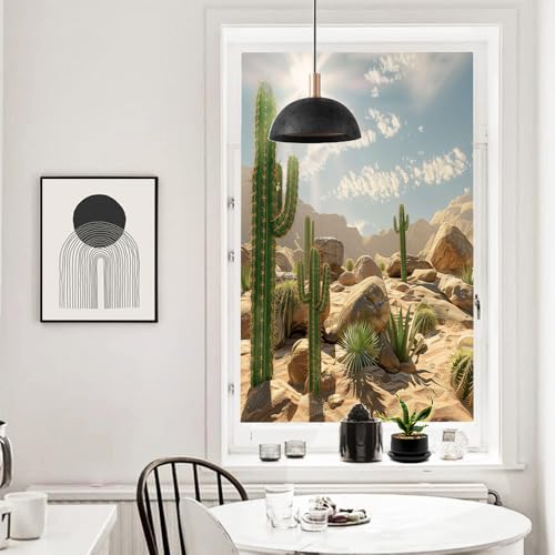 Vinilo Decorativo de Privacidad con Cactus Moderno 17.7x23.6 pulg miniatura 5