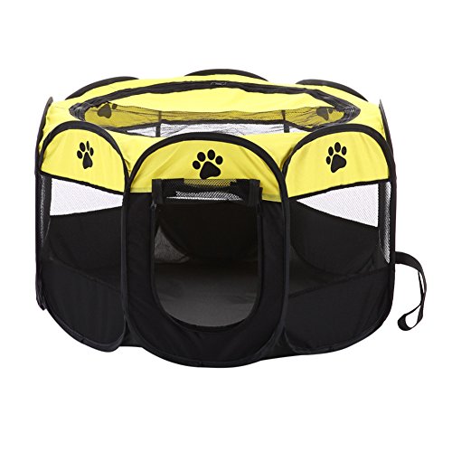 Bestmemories Anti-Bite Pet Playpen, Portable Pet Tent, Foldable, Waterproof, 8-side Mesh Puppy Dog Kitty Cat Rabbit Exercise Kennel Crates Playpen with Zipper Door for Traveling Camping Outdoor Indoor