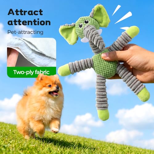 2026 New Dog Toys, Indestructible Plush Dog Toy for Aggressive Chewers, Interactive Squeaky Soft Puppy Chew Toy, Durable Teething Toys for Small Medium Large Dogs (Rose Red)