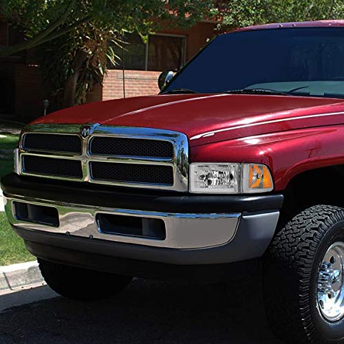 Image of DNA MOTORING HL-LB2-DR944-CH-AM Chrome /Amber LED DRL Headlight Compatible with 94-01 Dodge Ram 1500 Compatible with 94-02 Dodge Ram 2500 3500