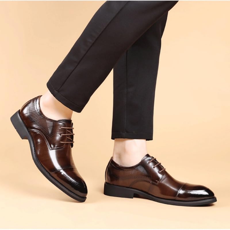Formal Business Suit Tuxedo Shoes Men's Genuine Leather Lace Up Oxfords Comfort Wide Round Toe Non-Slip Dress Shoes3