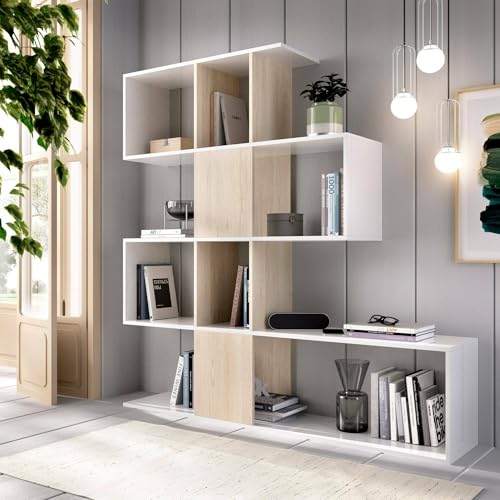 Libreria Aglaia Bianco E Tortora 35x30x161cm - Scaffale Ufficio Multiuso Con Ripiani - Foto 5