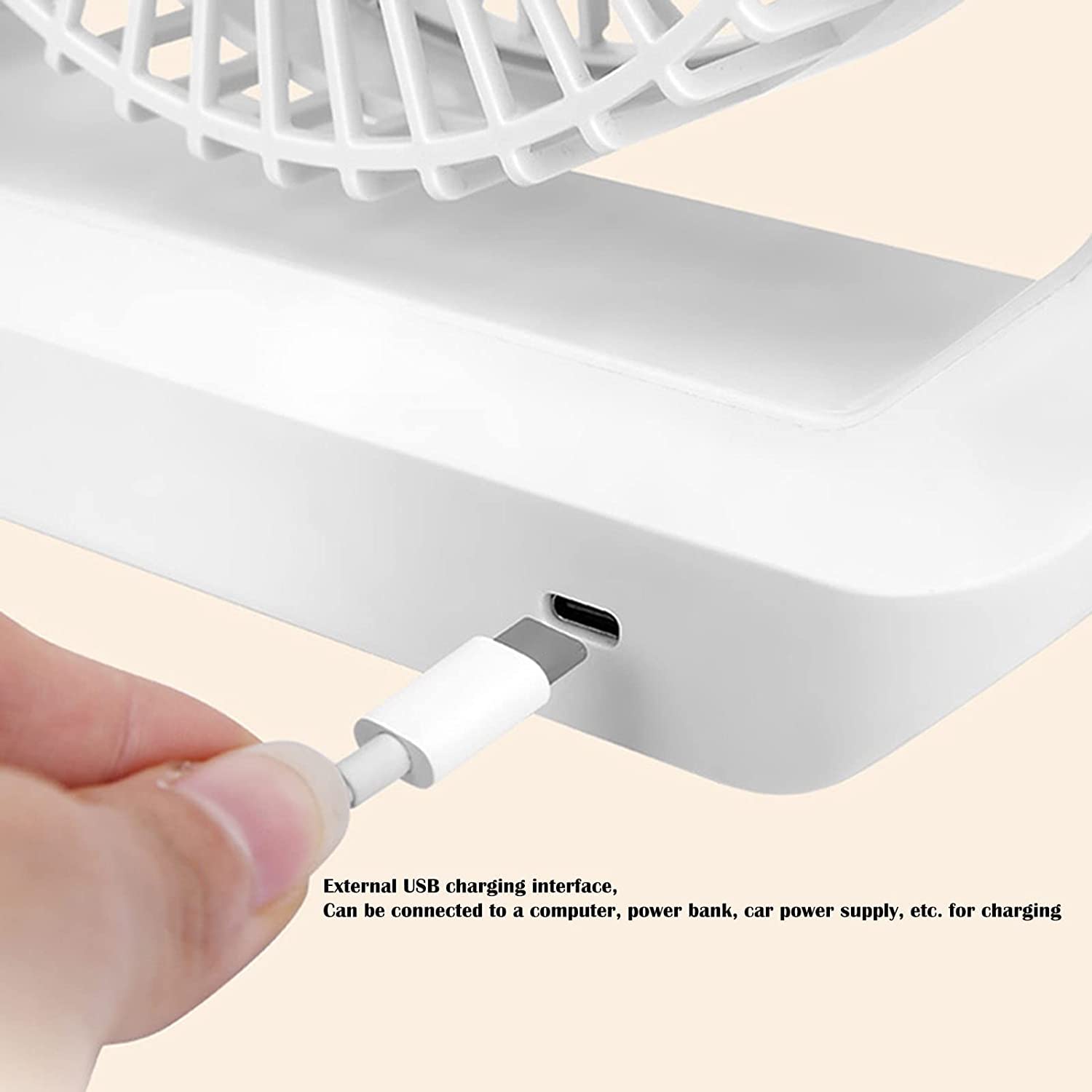 Ventilatori Personali con Ricarica USB, Ventilatore da Tavolo Ventilatore Portatile Raffreddatore d'Aria Ventilatore da Tavolo per la Camera da Letto dell'home Office