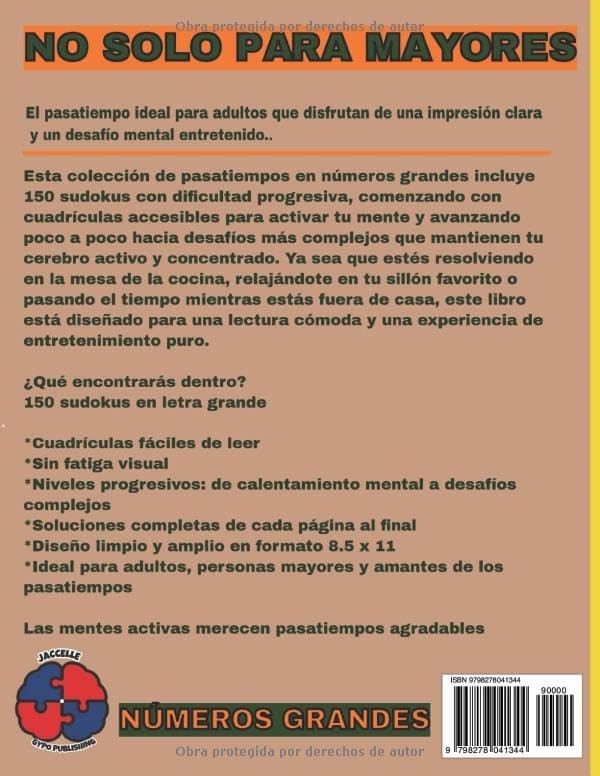 Miniatura 2 de Sudoku No Solo Para Mayores Números Grandes Niveles Progresivos Vol. 1 150 Pasatiempos para Ejercitar la Mente (Spanish Edition)