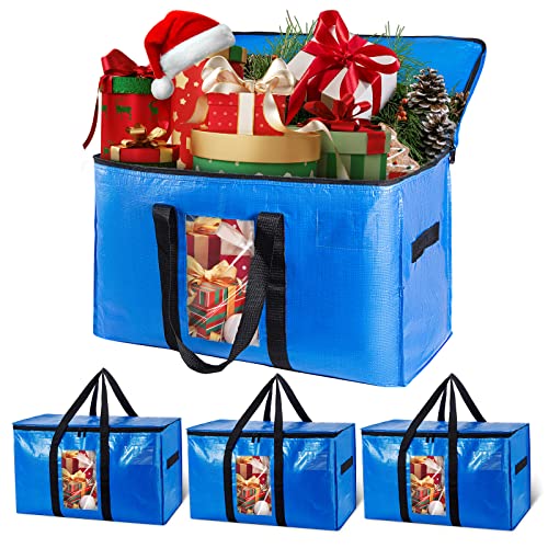 TAILI Extra Large Moving Bags, 4 Pack Blue Heavy Duty Totes...