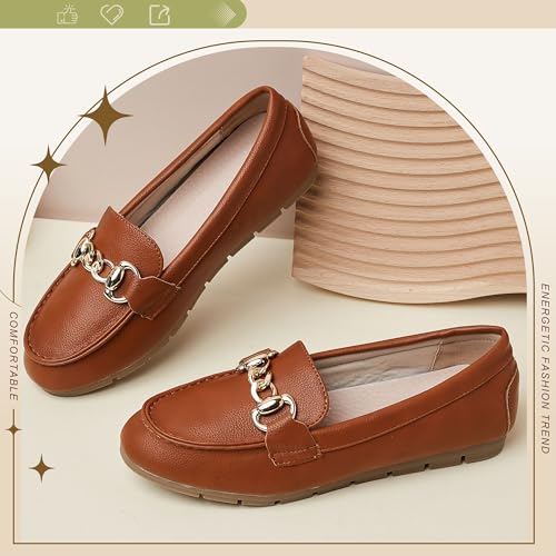Image of ABEJOJO Women's Loafer Shoes, Comfortable Slip on Casual Flat Penny Shoes for Walking, Driving, Dressy