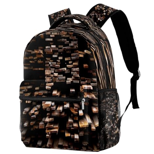 Sac de voyage décontracté 40cm grand volume à motif bois multicolore