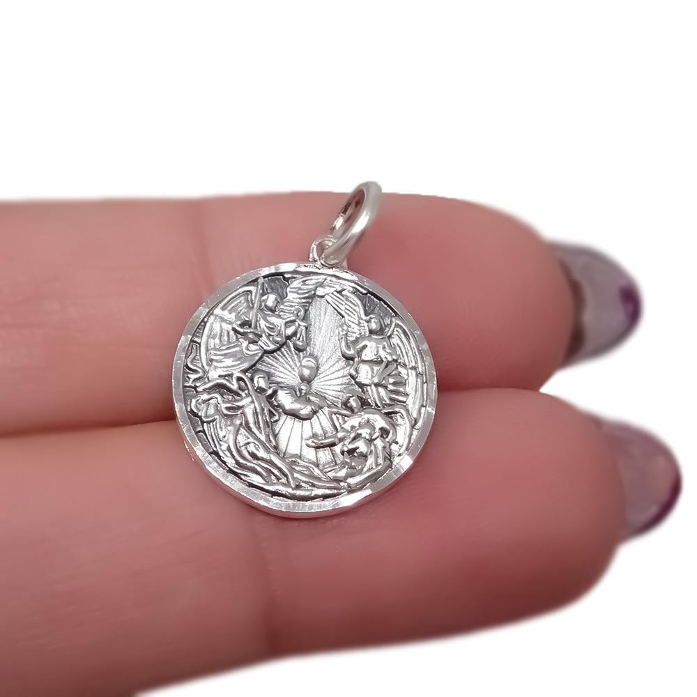 Arcángeles San Rafael Gabriel Miguel Ángel de la Guarda Medalla Plata Ley maciza de 16mm.