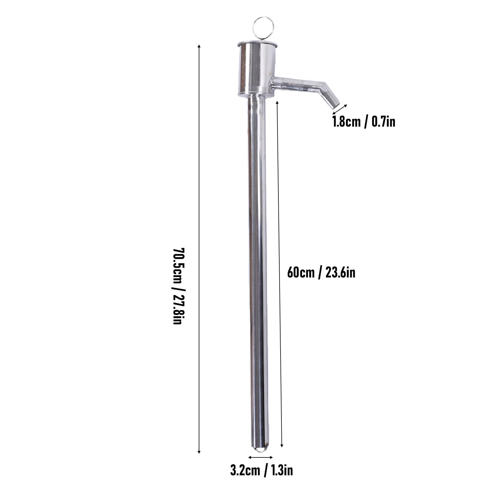 Generic Bomba de Aceite Manual Bomba de Transferencia de Fluido Portátil Eficiente de Acero Inoxidable para Agua, Vino, Aceite de Cocina, 23,6 Pulgadas de Longitud para Cubos Pequeños