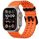 Odbeai Ocean Sport band Compatible with Apple Watch Ultra 2 3/Ultra Band for Men 49mm 46mm 45mm 44mm 42mm,Soft Silicone Breathable Waterproof Outdoors for iWatch Series 11 10 9 8-1 SE Men Women Orange