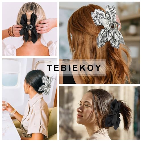 Tebiekoy Boho Bandana Hair Claw Clips For Women, 2 Pcs Extra Large Claw Clips For Thick Hair Paisley Hair Clip Bow Knot Adorable Hair Claws Non-Slip Fashion Hair Accessories Gift For Women Teen Girls thumb #4