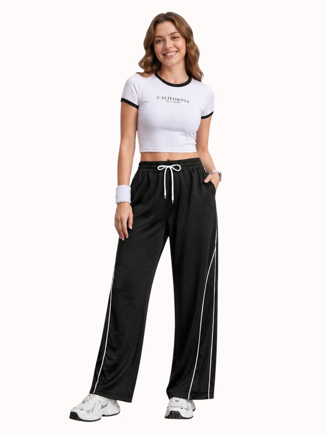 zimist Women's Wide Leg Track Pants with Side Stripe, Drawstring Elastic Waist, Casual Athleisure Style-picture-29