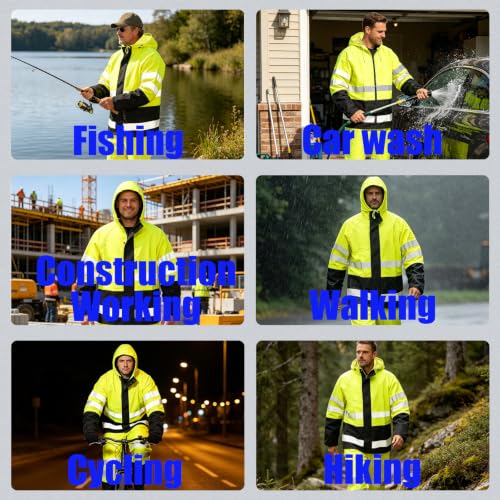 Image of Rizzon Rain Suits for Men Women Waterproof Heavy Duty Rain Gear Hi-Vis Rain Jacket & Pants for Fishing, Camping