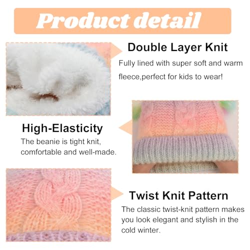 ZGDG Kids Winter Hat Toddler Pom Pom Beanie Hat for Boys Girls Fleece Lined Thick Ski Cap for 4-10Y3