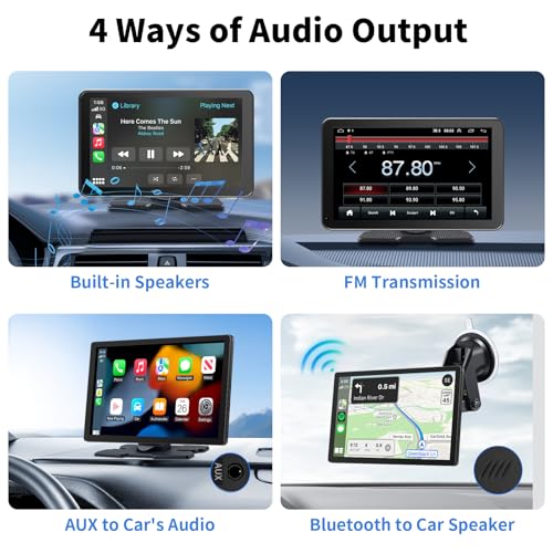 Image of CarPlay Screen for Car, 9'' Wireless CarPlay & Android Auto - Smart Portable Touchscreen with Bluetooth /FM, Mirror Link, Voice Control, GPS Navigation, Plug & Play Car Play Screen, Gold