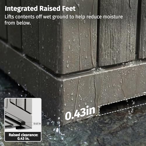 Image of EAST OAK Outdoor Storage Box, 31 Gallon Deck Box Indoor and Outdoor Use, Waterproof Resin Storage Bin for Package Delivery, Patio Cushions, Gardening Tools, Lockable, UV Resistant, Grey