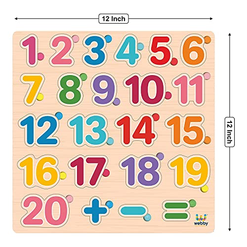 Image of Webby Wooden Numbers Counting Montessori Educational Pre-School Puzzle Board Toy for Boys and Girls