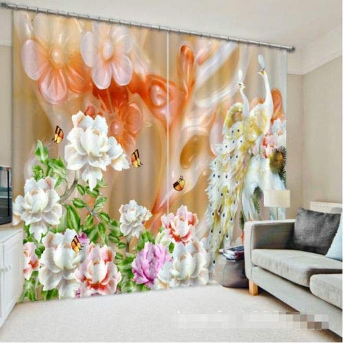 CVR A172 Polyester Fabric 3D Digital Printed Beautifully Floral Design Curtains with Eyelet Ring for Window (7 feet, Multicolour)