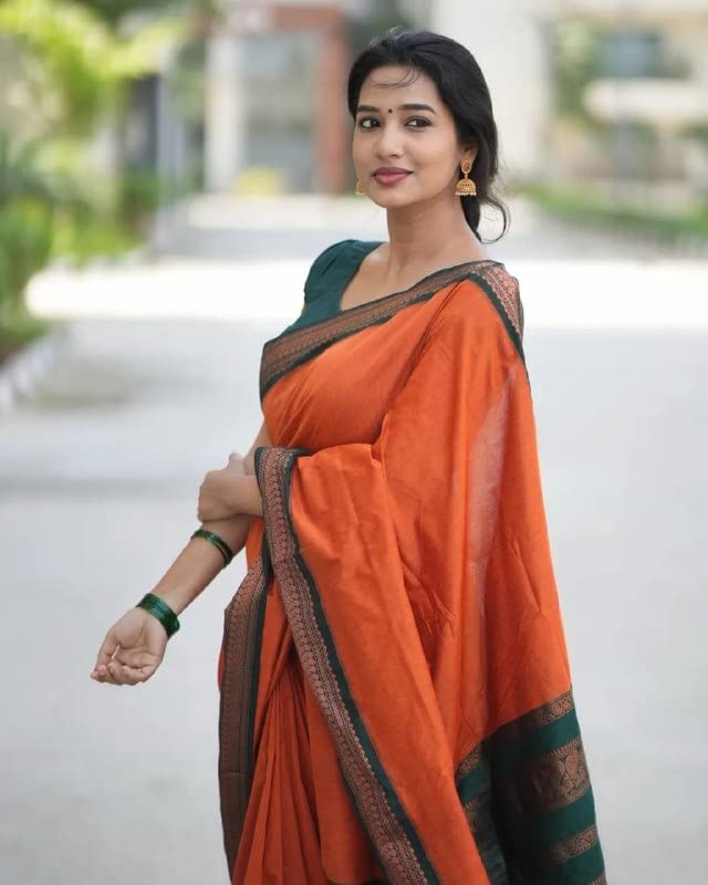 Image of Flosive Women's Kanjivaram Silk Saree With Handloom Weaving Work With Blouse Piece