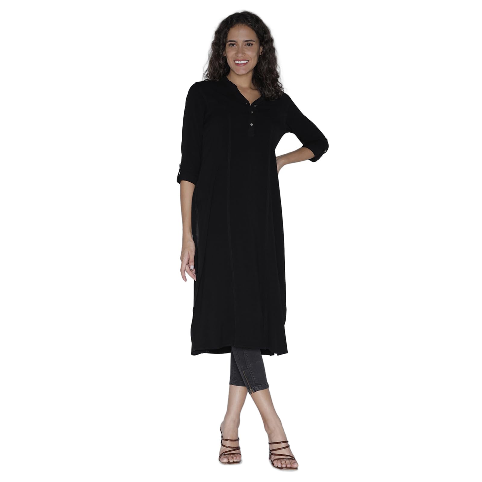 identiti Women Viscose Rayon Solid 3/4th Sleeve. Casual Tunics-picture-22