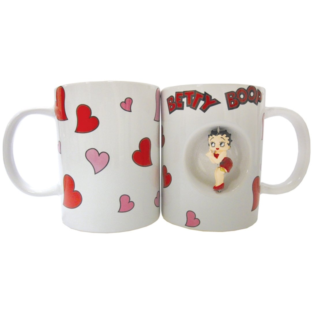 Westland Giftware 4-Inch Ceramic Spinner Mug, 12-Ounce, Betty Boop Hearts