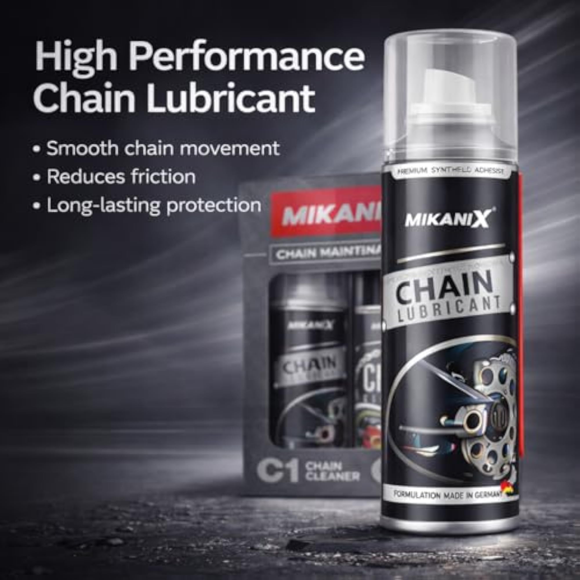 Bike Chain Lubricant and Cleaner Spray with Brush, 300 ml