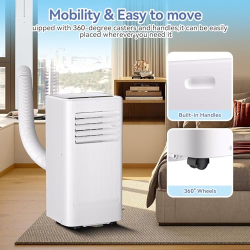 Image of 10000 BTU Portable Air Conditioner w /Dehumidifier & Fan | Cools Rooms up to 560 Sq.Ft, Remote Control, LED Display, White