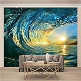 SJYHNB Fototapete 3D Effekt Vliestapete Sonnenuntergang Wellen Wandtapete Moderne Wanddeko Wohnzimmer Schlafzimmer Büro Flur Wanddeko Wandbild 250x175 cm