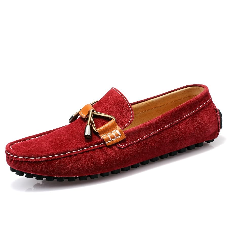 Mens Loafers Shoe Round Toe Suede Vamp Driving Style Loafer Resistant Anti-Slip Flexible Wedding Slip On