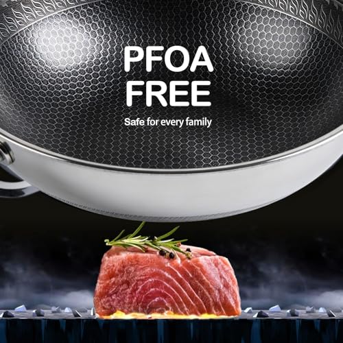 Wok de acero inoxidable 12 pulgadas con tapa y revestimiento antiadherente miniatura 6