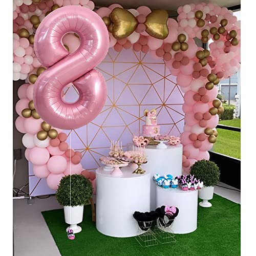Image of TONIFUL 40 Inch Light Pink Large Numbers Balloons 0-9, Number 8 Digital 8 Helium Balloons, Pink Foil Mylar Big Number Pastel Balloons for Birthday Party Anniversary Supplies Decorations