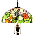 ZJART Tiffany Floor Lamp Stained Glass Lamp 16X16X70 Inch Standing Antique Reading Light (Butterfly Flowers)