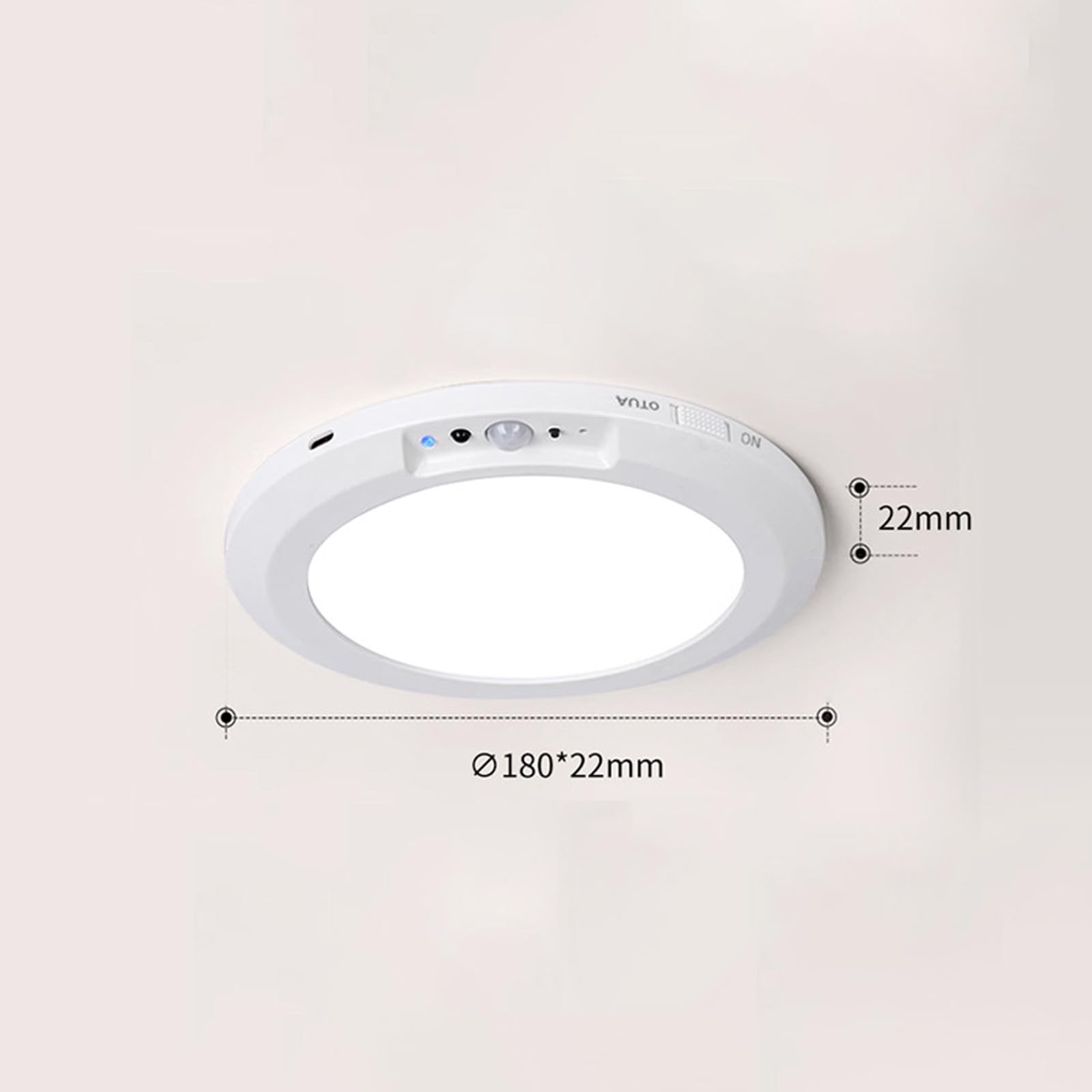 LED Lámpara de Techo con Sensor de Movimiento Recargable Plafon de Techo con Mando a Distancia Regulable Magnética Iluminación Techo para Dormitorio Sala de Estar Pasillo (Blanco,1 Pieza)