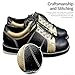 Wizeny Men's Bowling Shoes Low Top Leather Lace Up Garden Bowling Sneakers Breathable Non Slip Comfortable Fashion,Black Gold,6