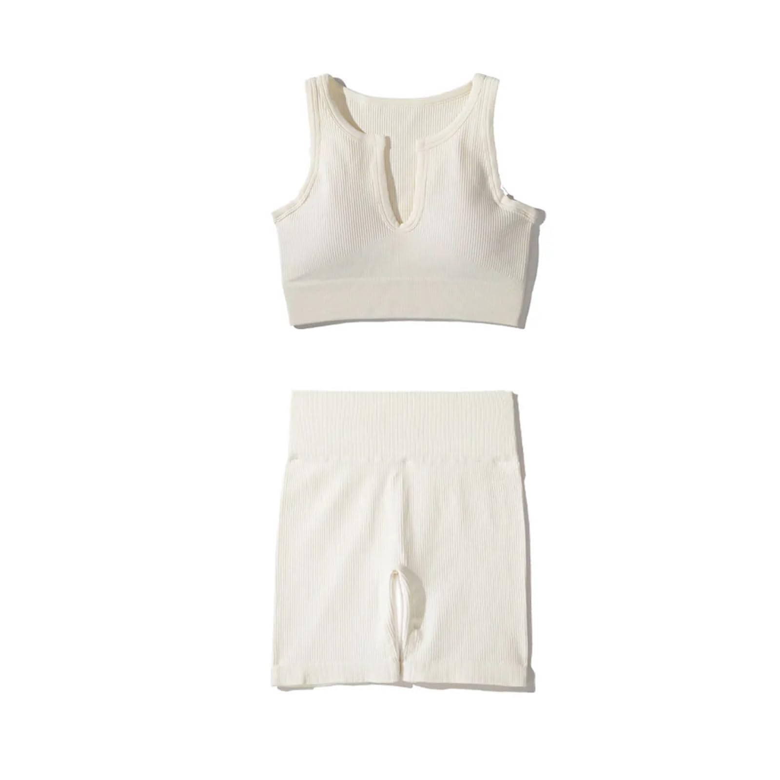 1 Set Seamless Ribbed Yoga Sets Workout For Women Gym Suits Crop Tank High Waist Shorts Outfits Fitness Running para Mujer