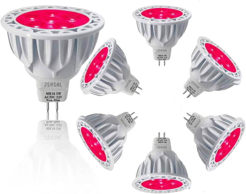 Red MR16 GU5.3 Led Bulbs 5W Replace 35W 50W Halogen Equivalent,12V Low Voltage,40 Degree Spotlights for Landscape Flood Track Yard Garden Tree Pool Holiday Lighting,Not Dimmable,6 Pack