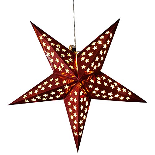Weihnachtsstern Rot LED 27 GEK Weihnachtsdeko Beleuchteter Papierstern 60cm rot, mit 10 LED...