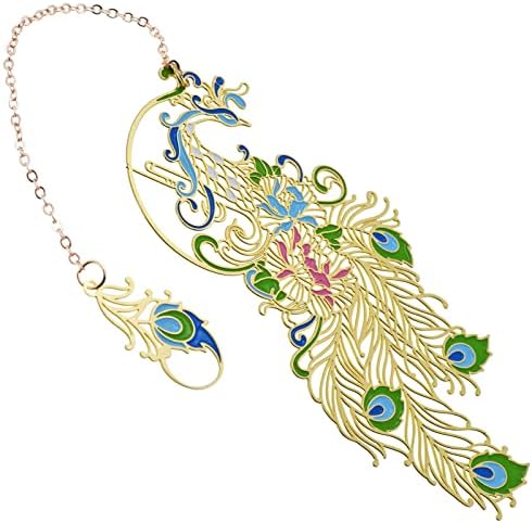 BLBMH 4in1 Peacock Metal Bookmarks for Women Teachers Book Lovers Book Mark Ideal Gifts for Birthday Present -PG