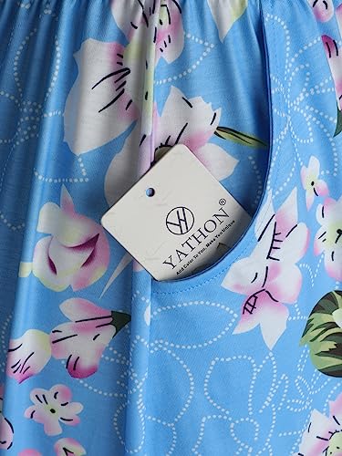 Image of YATHON Casual Dresses for Women Sleeveless Cotton Summer Beach Dress A Line Spaghetti Strap Sundresses with Pockets