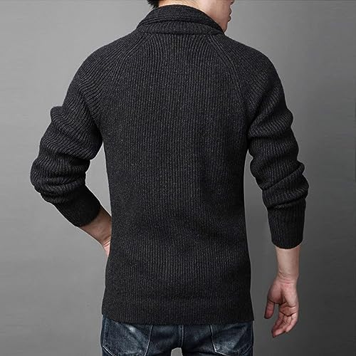 Mens Cable Knit Cardigan Sweater Loose Button Down Shawl Collar Sweater Long Sleeve Casual Chunky Ribbed Cardigans4