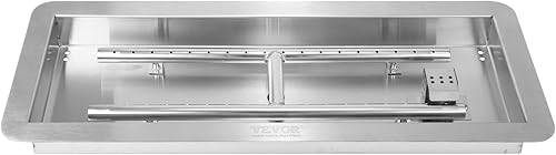 Miniatura 12 de VEVOR Sartén para hoguera de 36 x 12 pulgadas, kit de quemador rectangular de acero inoxidable, sartén de gas propano de 150,000 BTU con quemador H