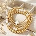 SHINUS BOHO 14K Gold Plated Pearl White Beaded Cross Bracelets Stack for Women,Stretch Boho Colorful Christian Beads Ball Jewelry Friendship Holiady Fashion Trendy Stocking Stuffer Gift
