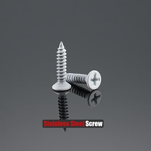 Miniatura 3 de JQK #6 x 12" Tornillo de madera blanco, cabeza plana Phillips Tornillo para madera 18-8 SS galvanoplastia acero inoxidable blanco, #6 x 12-pulgada,