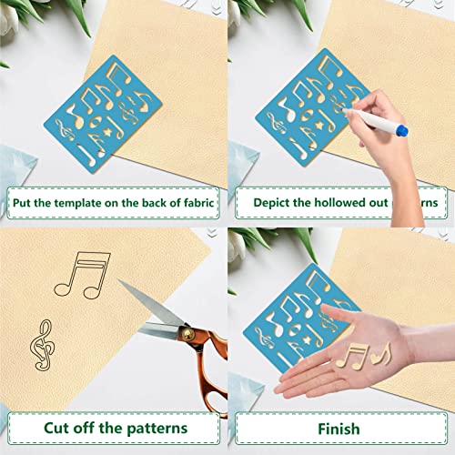 GORGECRAFT 2 Styles Musical Note Jewelry Shape Template Reusable Acrylic Cutting Stencil Heart Star Guitar Patterns Template for Leather Bracelets Earrings Jewelry Making DIY Painting Crafts 13x9cm - Image 3